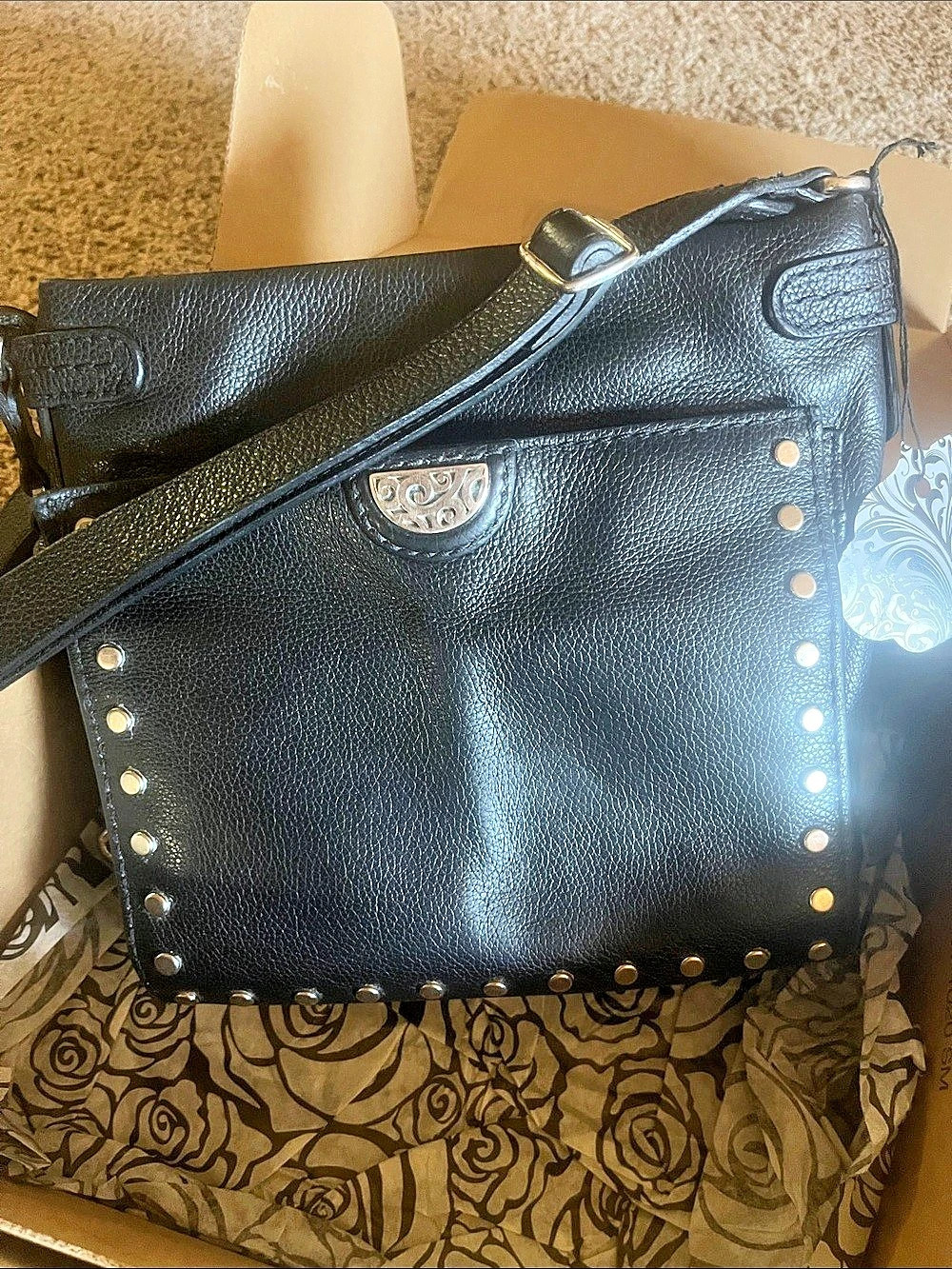 Brighton Studded Black Crossbody Bag